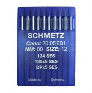 SCHMETZ 134 SES/ 135X5 SES - NM80 - 10pcs Aiguilles machine à coudre industrielle 134 R 135x5 DPx5 (grand talon)