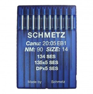 SCHMETZ 134 SES/ 135X5 SES - NM90 - 10pcs Aiguilles machine à coudre industrielle 134 R 135x5 DPx5 (grand talon)