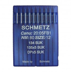 SCHMETZ 134 SUK/ 135X5 SUK - NM80 - 10pcs Aiguilles machine à coudre industrielle 134 R 135x5 DPx5 (grand talon)