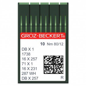GROZ-BECKERT 1738 /16x231 /16x257 - N°80 - 10pcs Aiguilles machine à coudre industrielle DBx1 1738 - 16x231 - 16x257 (petit talon)