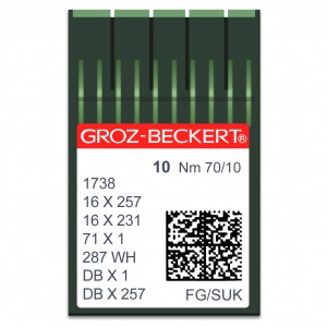 GROZ-BECKERT 1738 /16x231 /16x257 FG - N°70 - 10pcs Aiguilles machine à coudre industrielle DBx1 1738 - 16x231 - 16x257 (petit talon)