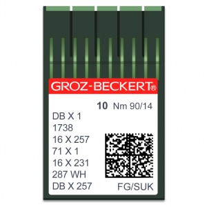 GROZ-BECKERT 1738 /16x231 /16x257 FG - N°90 - 10pcs Aiguilles machine à coudre industrielle DBx1 1738 - 16x231 - 16x257 (petit talon)