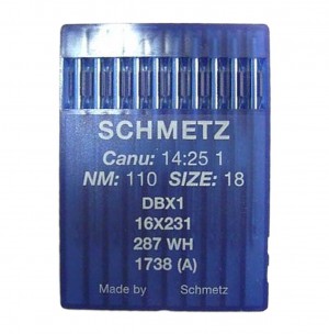 SCHMETZ 1738 / 287WH / 16X231 - NM110 - 10pcs Aiguilles machine à coudre industrielle DBx1 1738 - 16x231 - 16x257 (petit talon)