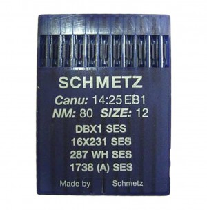 SCHMETZ 1738 SES / 287 WH SES - NM80 - 10pcs Aiguilles machine à coudre industrielle DBx1 1738 - 16x231 - 16x257 (petit talon)