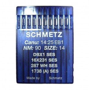 SCHMETZ 1738 SES / 287 WH SES - NM90 - 10pcs Aiguilles machine à coudre industrielle DBx1 1738 - 16x231 - 16x257 (petit talon)