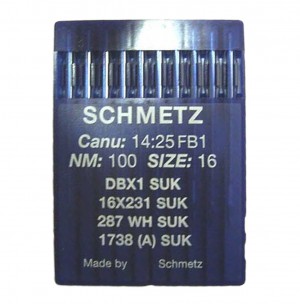 SCHMETZ 1738 SUK / 16x231 / 287WH SUK - NM100 - 10pcs Aiguilles machine à coudre industrielle DBx1 1738 - 16x231 - 16x257 (petit talon)