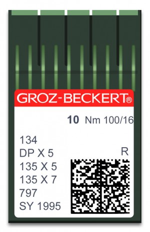 GROZ-BECKERT 134 /135x5 /134x7 /797 - N°100 - 10pcs Aiguilles machine à coudre industrielle 134 R 135x5 DPx5 (grand talon)