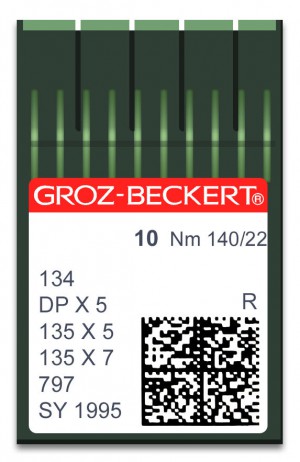 GROZ-BECKERT 134 /135x5 /134x7 /797 - N°140 - 10pcs Aiguilles machine à coudre industrielle 134 R 135x5 DPx5 (grand talon)
