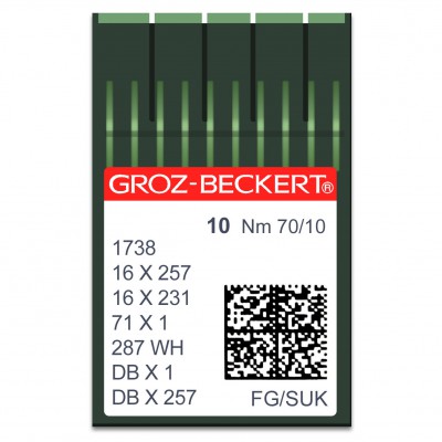 Aiguilles machine à coudre 1738 /16x231 /16x257 FG - N°70 - 10pcs GROZ BECKERT/SCHMETZ