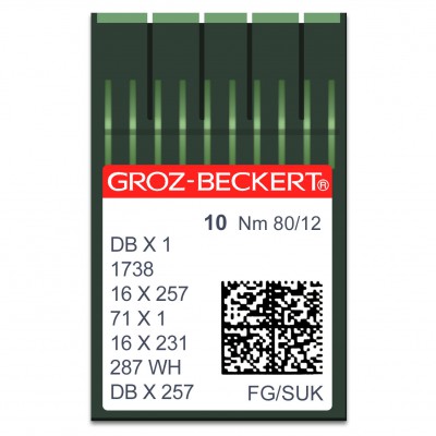 Aiguilles machine à coudre 1738 /16x231 /16x257 FG - N°80 - 10pcs GROZ BECKERT/SCHMETZ