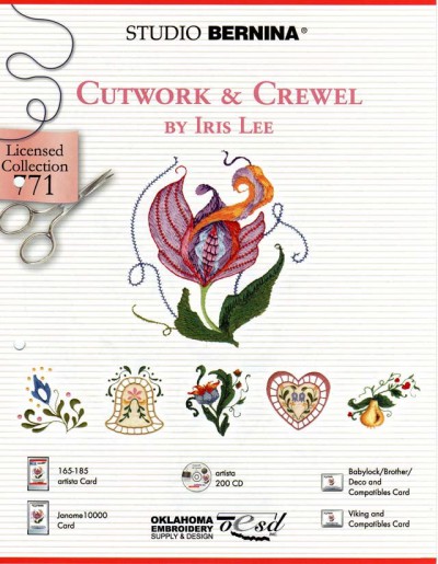 BROTHER CUTWORK AND CREWEL 771 Cartes / cd de broderies 2413