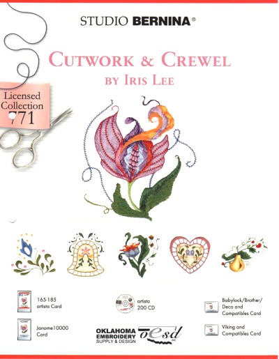 BERNINA CUTWORK AND CREWEL 771 Cartes / cd de broderies 5399